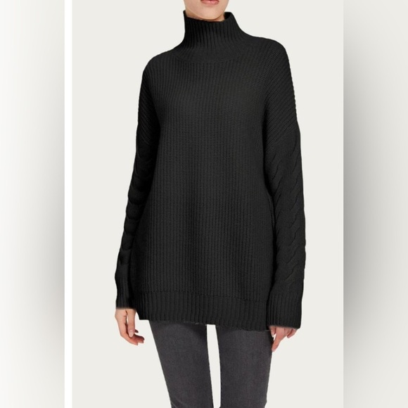 Gentle Herd Oversized Cashmere Wool Turtleneck Sweater Black Large EUC - Picture 1 of 10